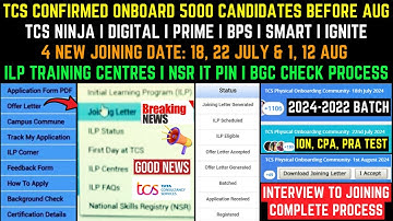 TCS INTERVIEW TO ONBOARDING UPDATED PROCESS - JOINING LETTER, NEW JOINING DATE, BGC SET, ILP, NSR IT