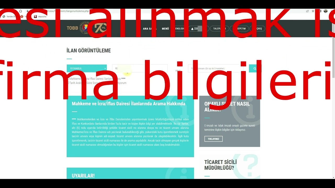 TİCARET SİCİL GAZETESİ NASIL ALINIR (KREDİ KARTI İLE SİCİL GAZETESİNİN İNTERNETTEN SATIN ALINMASI)