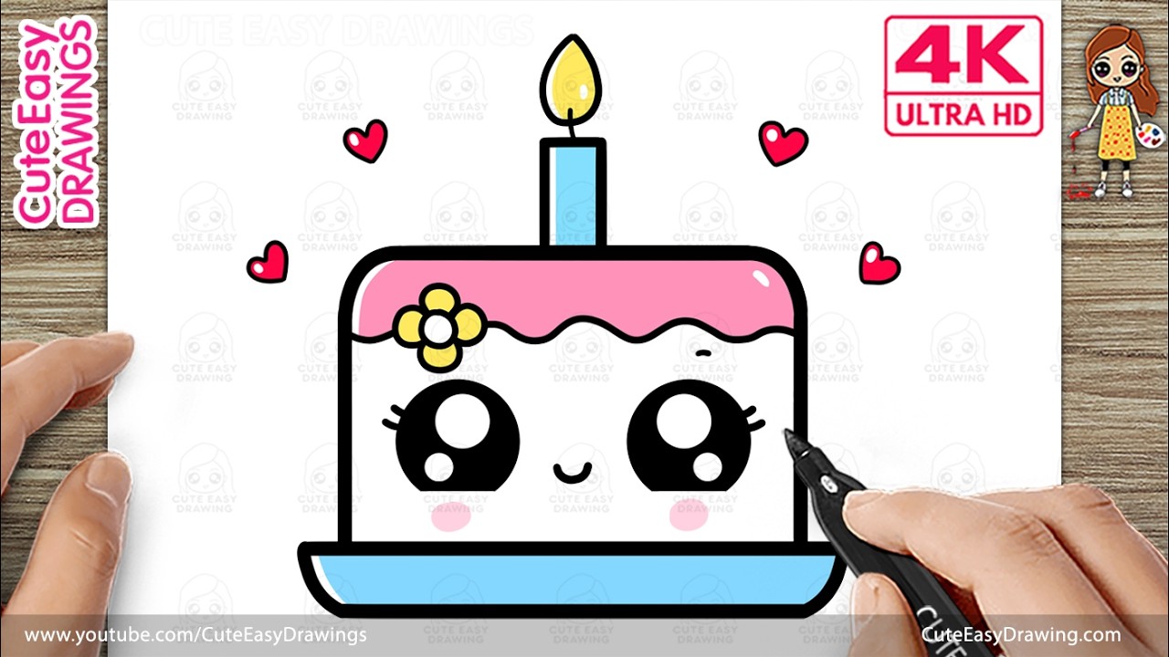 How to Draw a Cute Birthday Cake - Easy Step by Step for Kids and Toddlers