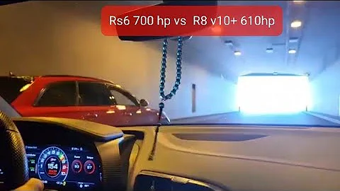 Audi Rs6 C7    vs  Audi R8 v10+ roll race
