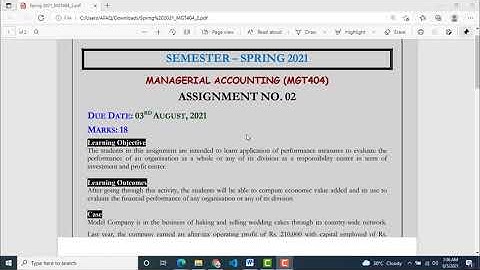MGT404 Assignment 2 Solution Spring 2021-VU-Managerial Accounting