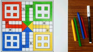 How to draw LUDO game board on paper step by step | Ludo drawing easy | Indoor game ludo drawing | screenshot 5