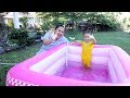 Unboxing Kolam Renang Anak Balita Lucu Warna Pink - Kids Playing Swimming Pool