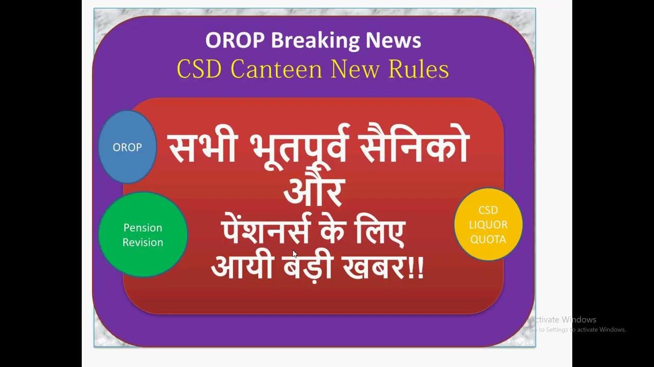 OROP Breaking News CSD Canteen New Rules CSD Liquor Quota OROP
