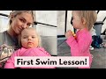 BABY SAGE&#39;S FIRST SWIM LESSON!!