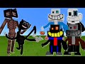 CARTOON CAT, SIRENHEAD V3 vs. SANESS BROTHERS | Trevor Henderson Creatures vs. Undertale | Minecraft