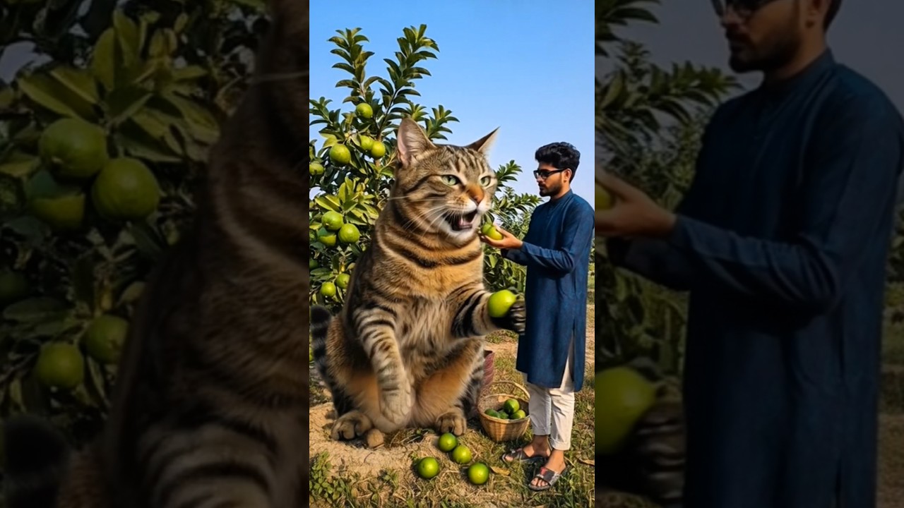 My pet cat and I are very good friends. We walk together, eat together, sleep together 