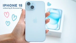 [UNBOXING VLOG] iPhone 15 (Blue) I Aesthetic Unboxing + Accessories
