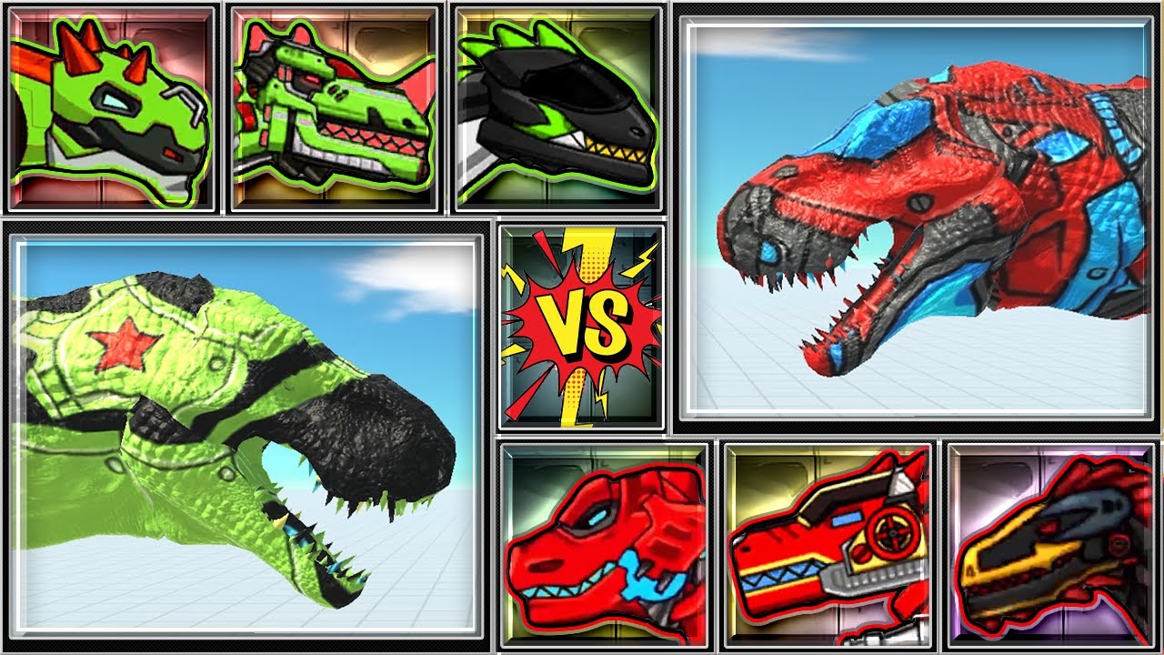 Красный Кибер Ти-Рекс ПРОТИВ Радиоактивного Зеленого Ти-Рекса! Битва в ARBS и Корпус Трансформации Д