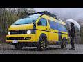 [$4,600]Rain Car Camping in DIY Camper Van Better Than Hotel.