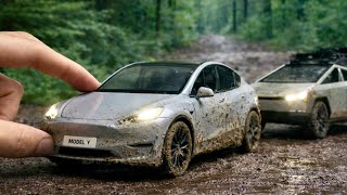 Miniature Tesla Cybertruck | Offroading Test | Model Y | Diecast Model Car Unboxing