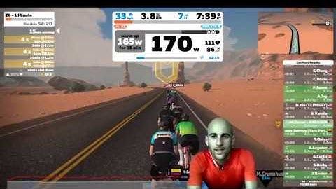 Zwift VO2 Max 8 x 1 Minute Interval Workout