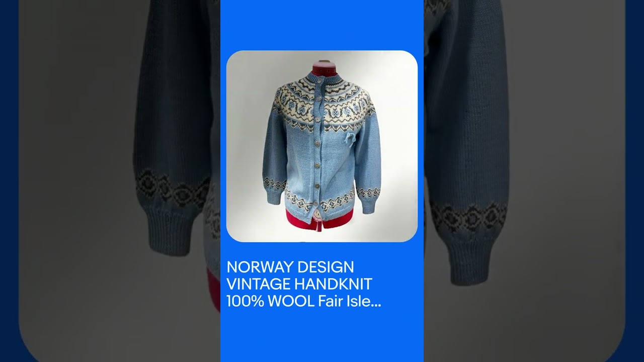 NORWAY DESIGN  VINTAGE HANDKNIT 100% WOOL  Fair  Isle CARDIGAN SWEATER WOMENS S