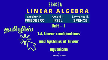 #Friedberg| Lec -8|#334C6A Unit I|1.4 Linear combinations and systems of Linear equations|#Examples