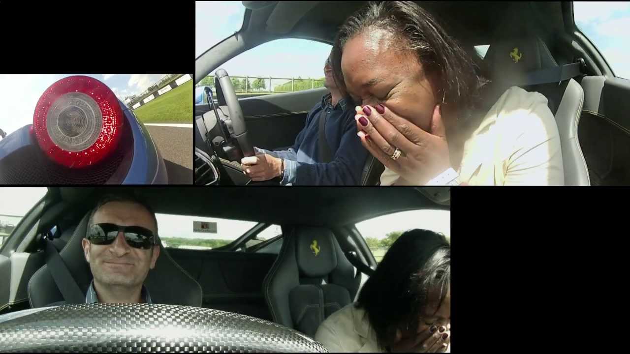Ferrari baptism at Goodwood: scary female passenger ride