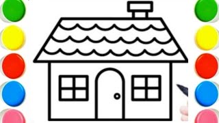 Cute Baby Doll House Drawing, Painting and Coloring for Kids & Toddlers | Learn Colors 🌈