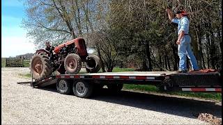 Loading 1958 Nuffield Universal Four Tractor Onto Flatbed Trailer
