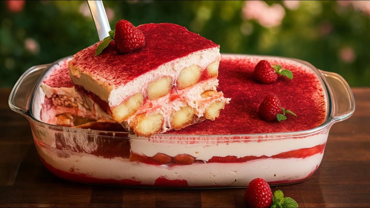 Himbeer-Tiramisu ohne Backofen in 10 Minuten