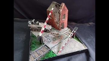 Scale model railroad crossing 1/35 diorama. How to make.