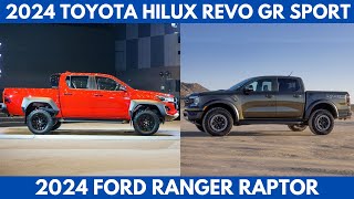2024 Toyota Hilux Revo GR Sport Vs. 2024 Ford Ranger Raptor off-road pickup trucks Comparison