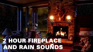 Relaxing by the Fireplace on a Rainy day | 2 Hours Crackling Fireplace with Rain Sounds #asmr