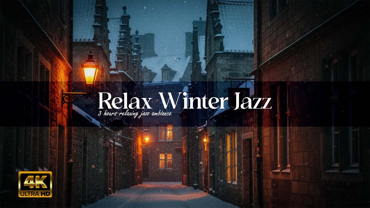 Winter Night Jazz ~ Relaxing Jazz Piano Music and Snow Ambience in Winter ~ 60 bpm Jazz Music