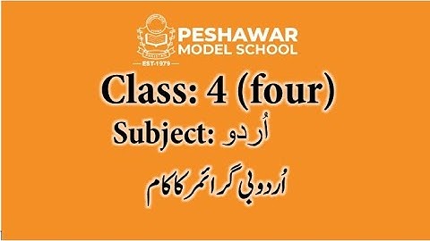Urdu | Class 4 | Grammar Part 1