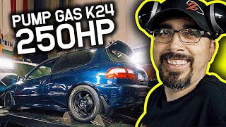 250HP K24 On Pump Gas Makes Us Fight Every Inch For It