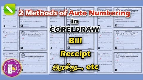 Auto numbering in coreldraw tutorial in tamil Label no. Receipt number Id number @PKGraphics054