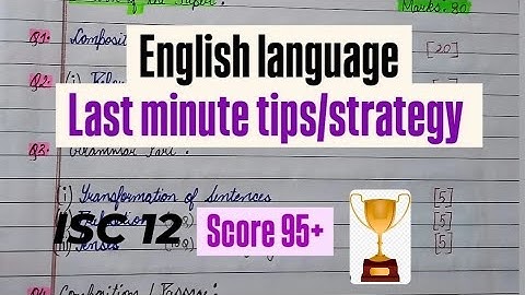 ISC class 12 English language strategy (2025-26)Score 95+