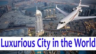 Luxurious City in the world - Dubai Airport Flight Landing - Aerial view of Dubai city -