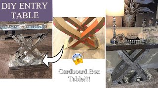 DIY ENTRY TABLE WITH CARDBOARD BOXES!  DIY HIGH END HOME DECOR ON A BUDGET!