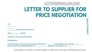 sample letter to supplier