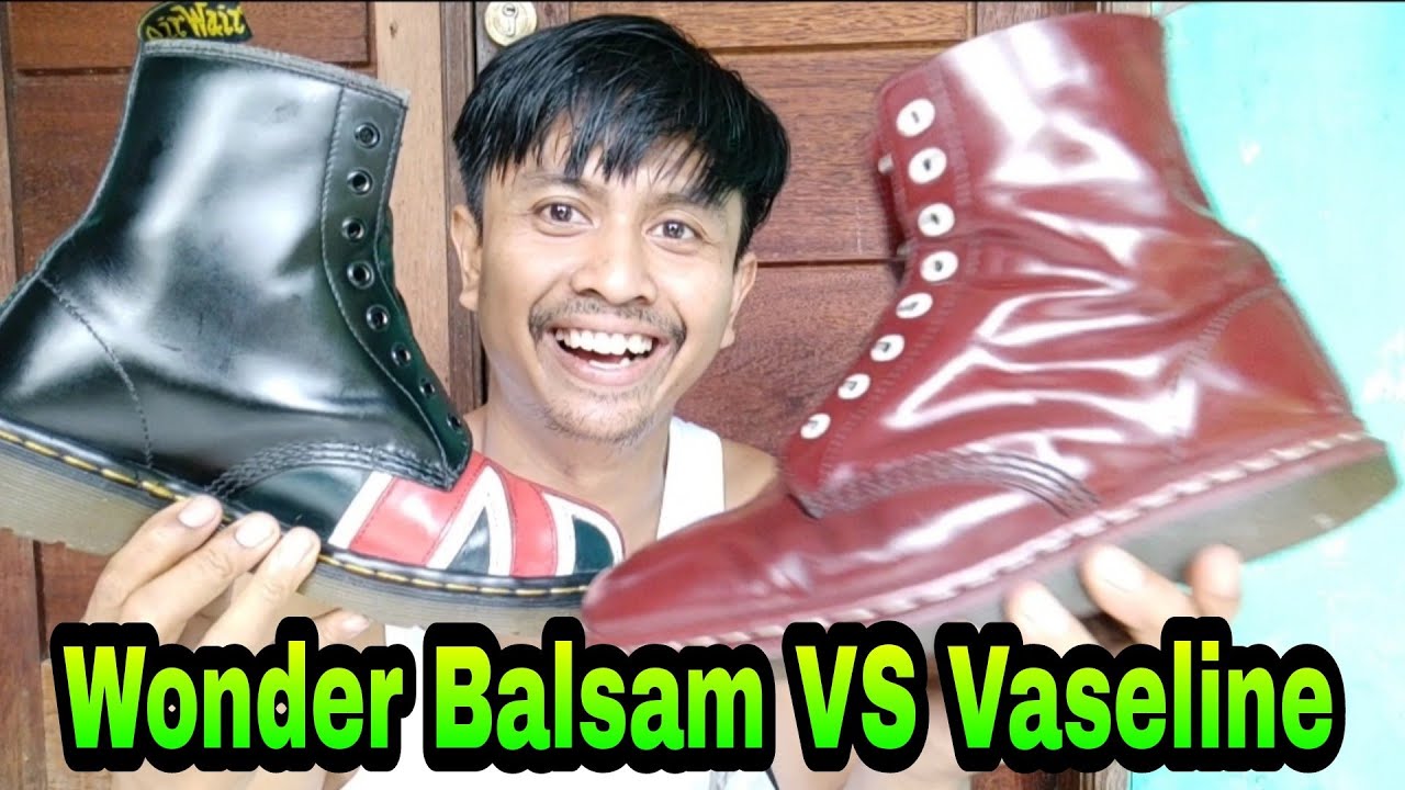 CARA MEMBERSIHKAN SEPATU DR MARTENS, WONDER BALSAM VS VASELINE - YouTube