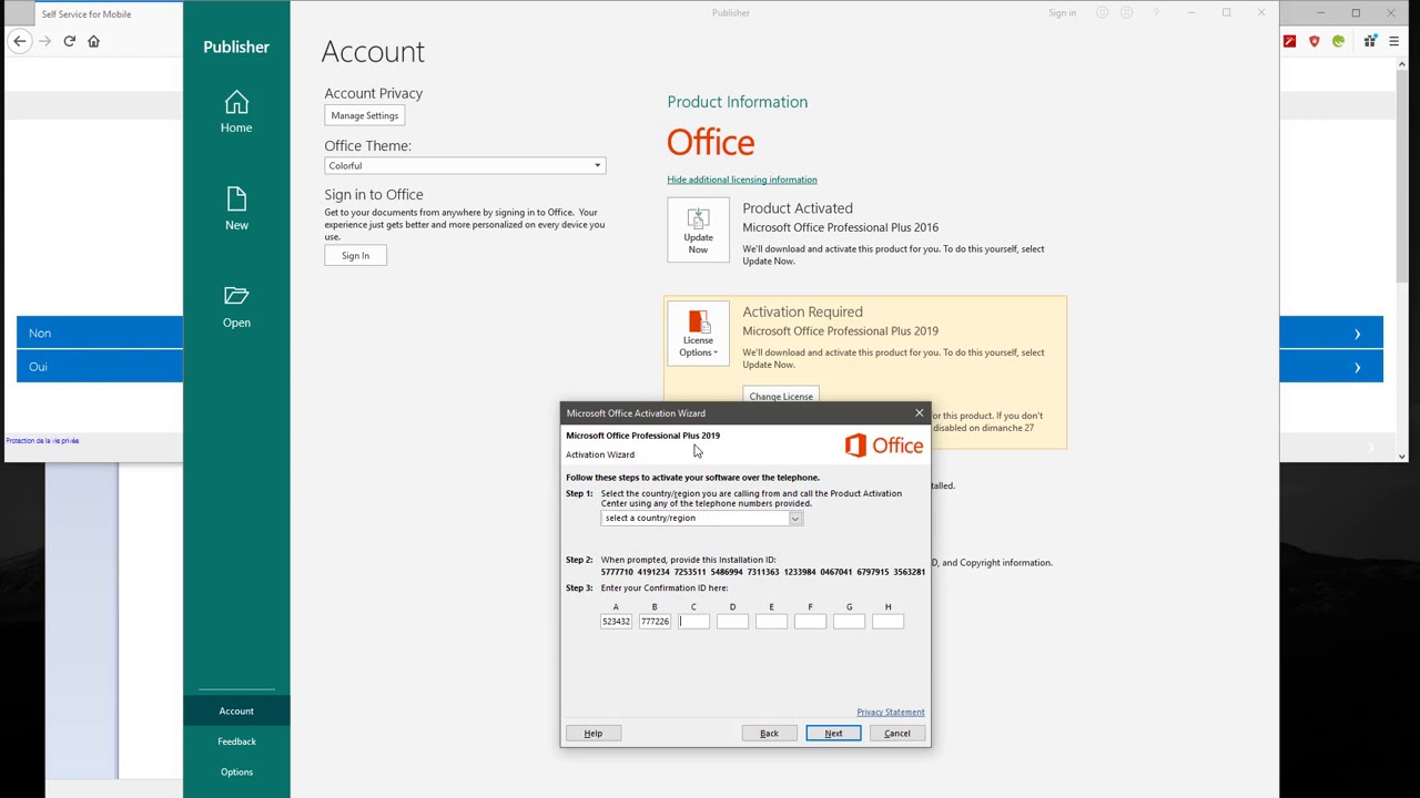 how to activate microsoft office 2016 by phone