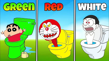 Shinchan And Nobita Play Noob Vs Pro Vs Hacker In Colour Skibidi RUN 3D 🤣🤣 | Funny Game |