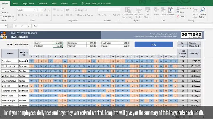 Payroll Template - Excel Timesheet Template | Free Download