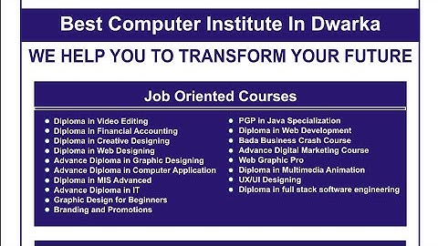 Best Computer Institute in Dwarka |Courses after 12th | Science | Commerce | Arts| 100% Job | Dwarka