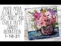 Mixed media floral with gel prints Sunday inspiration 1-10-21