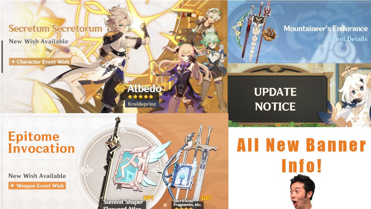 All New Albedo Banner Info Weapon Banner Battle Pass And More Youtube