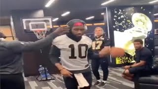 Saints locker-room activities before game vs carolina