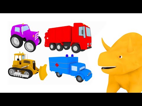 Invata culorile - Dino invata impreuna cu vehiculele colorate