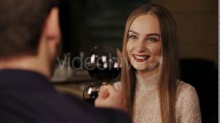 Woman In a Romantic Dinner Toasting With Wine - Stock Footage | VideoHive 15433892