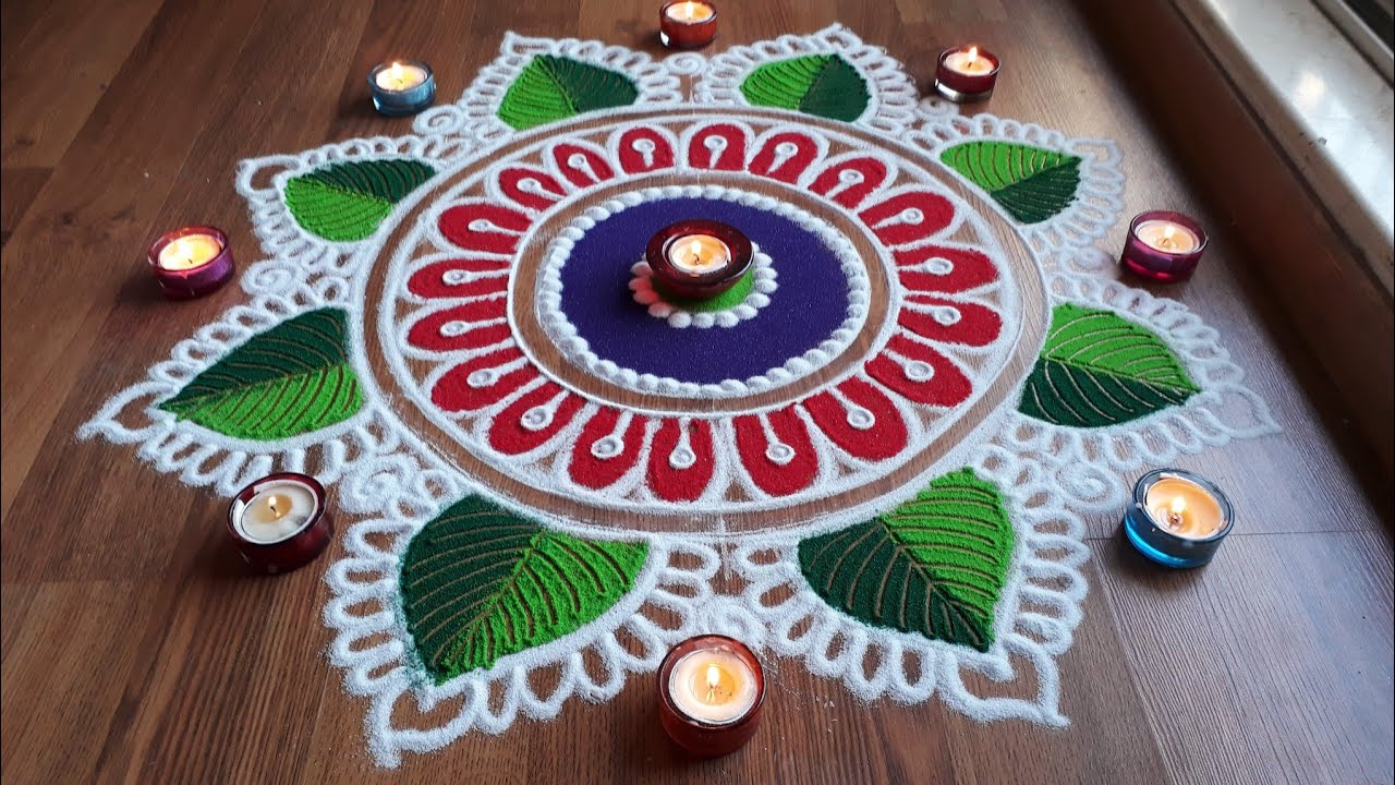 Simple ,Easy and Quick freehand Rangoli designs with colours ...