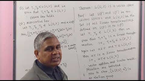 Vector Space, Lec-22(Algebra of Linear Transformations) by Dr.D.N.Garain for B.Sc/M.Sc / Engineering