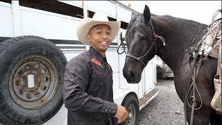Picking up little bro from High School on a HORSE!