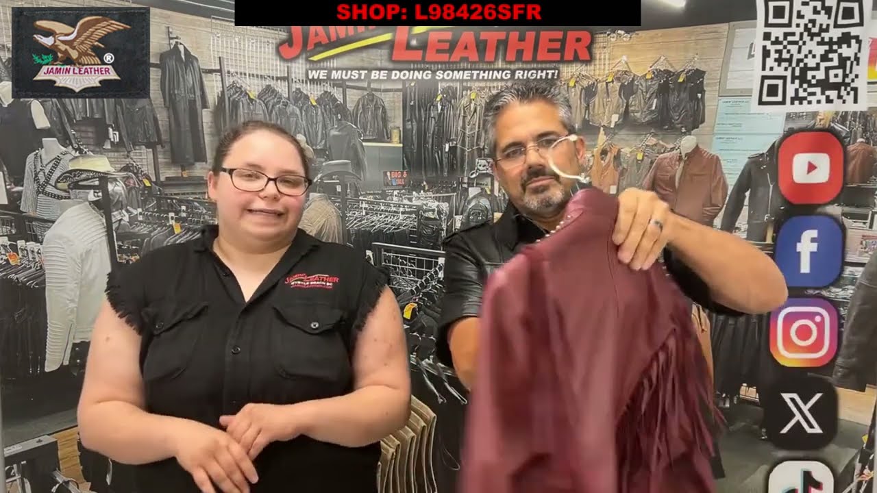 Burgundy Red Leather Fringed Band Leader Jacket #L98426SFR – Jamin