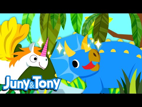 The Horned Dinosaurs | Do You Have Horns? | Dinosaur Songs for Kids | Nursery Rhymes | JunyTony