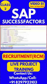 SAP SuccessFactors RCM Training Online Tutorial Class 51 1st Sept 2025 #sapsuccessfactorstraining