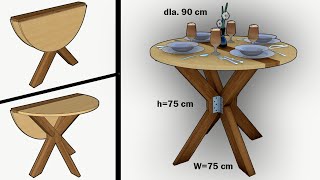 HOW TO MAKE A ROUND FOLDING DINING TABLE STEP BY STEP